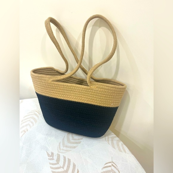 Two-Tone Tan and Black Women's Tote Bag - Picture 1 of 5